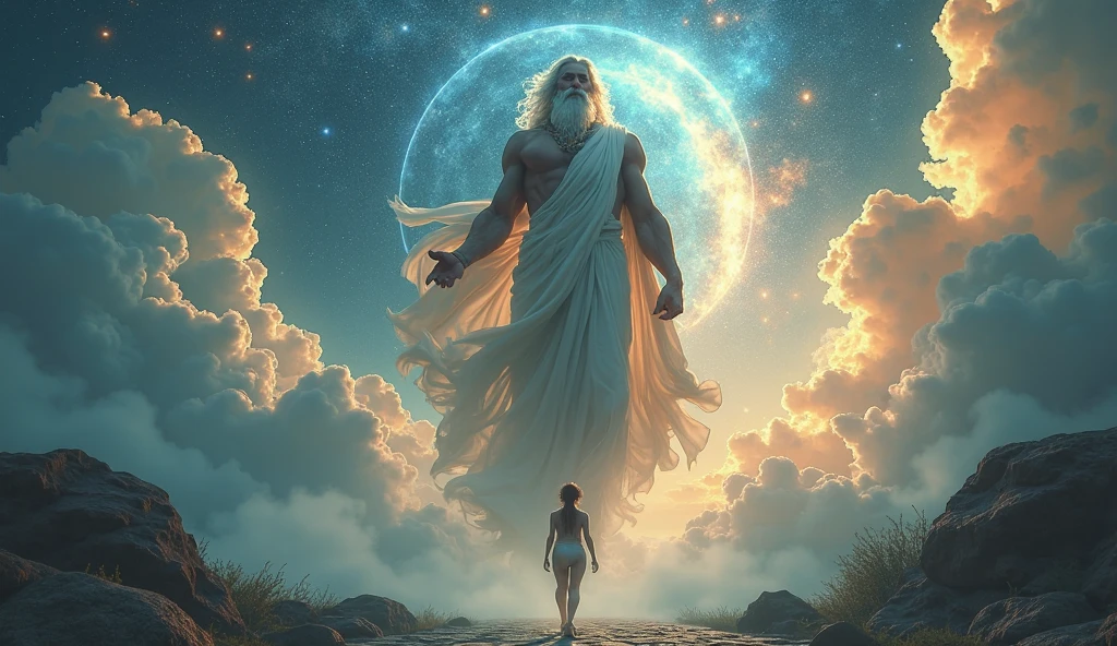 ((work of art)),(best qualityer)),greek style,in the universe,A huge statue of the God Zeus stands in space,Look at the earth,Zeus standing,glimmering,glow effect,women on the road,Hyper-Realism,hyperphotorealism,real photography,8k,High definition,high qualiy,work of art,very well, (((offwhite))),Discoloration,blurring,inking,8k,very well,high qualiy,(((oc renderer)))