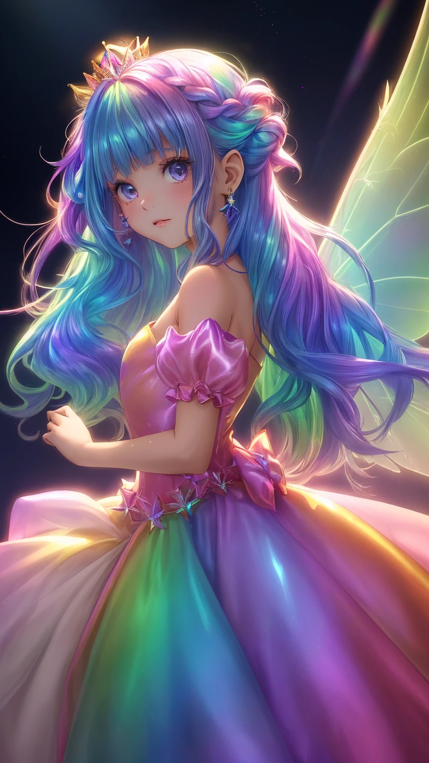 (original), (masterpiece) , (best quality) , (reality: 1.3) , photorealistic, Octane rendering, (surreal: 1.2) , perfect features, 1 girl, colorful, wet, ((translucent frilled nightgown)), (fairy wings), translucent skin, (colored inner hair), translucent hair, ((glowing inner hair)), colorful_hair ornament, the perfect appearance, her face flushed, ( her hands behind her head and out of her armpits1.4), ((caustic, seductive, sexy, charming)), the light red effect, Zero gravity, in space, crystals texture flowers, sparkle, lens flare, light leaks, Broken glass, beautiful detailed gemstone sky, (((colored inner hair, Starry sky adorns hair, (lots_of_big_((colorful))_Bubble), [pearl], [Galaxy], depth of field,colorful bubble, colorful water_drop,colorful spray))), extremely detailed wallpaper, highly detailed illustrations, (1 Girl), (best lighting) , (super-complex details) , 4K unified, (super-detailed CG: 1.2) , (8K: 1.2)