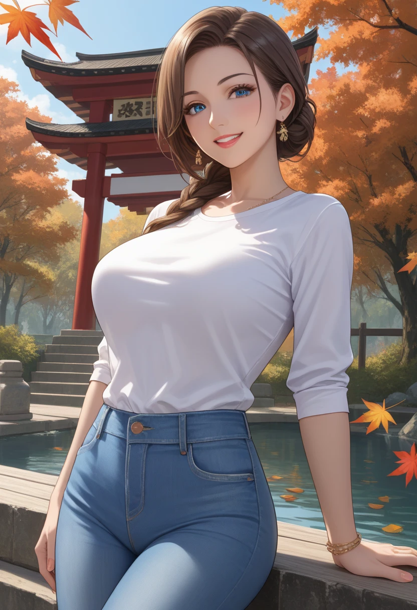 Woman Sexy Perfect sensual body large breast and Nice Butt, tarot, (8k、A mais alta qualidade de imagem、mais alta qualidade、obra de arte)、rosto detalhado、1 garota、cabelo preto、UNIQUE hair bun、franja romba、olhos cinzentos、brincos、Sorriso mostrando os dentes、Peito moderado、white sweater、fora do ombro、without long strap、umbigo、shorts jeans curtos、tiro de vaqueiro、fundo do beco