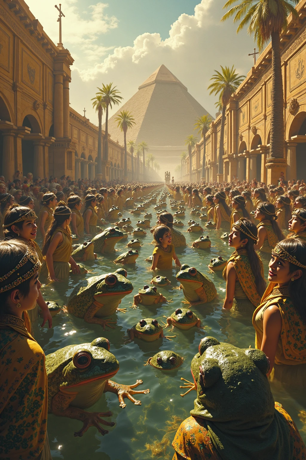 Ancient Egypt, Ancient Egyptians, people panicking, frogs all over the place