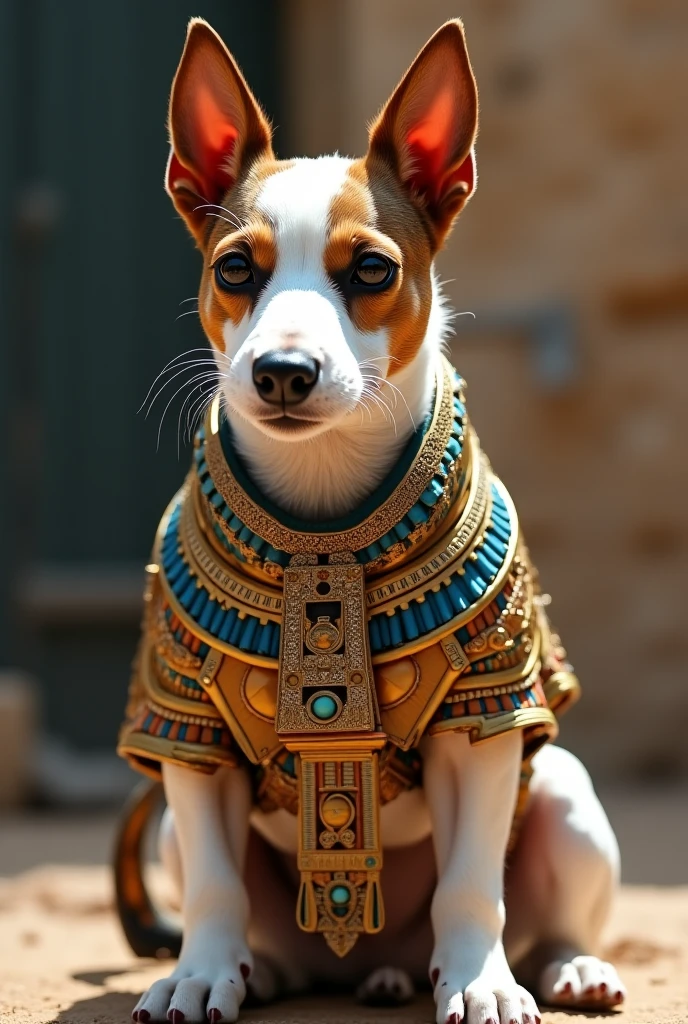 RAW photo, animal, a portrait photo of a [man:pharaoh hound:1] humanoid in Egyptian clothes, very detailed, very intricate, background inside temple, 1/4 profile, diffuse candlelight, face, 8k uhd, dslr, soft lighting, high quality, film grain, Fujifilm XT3