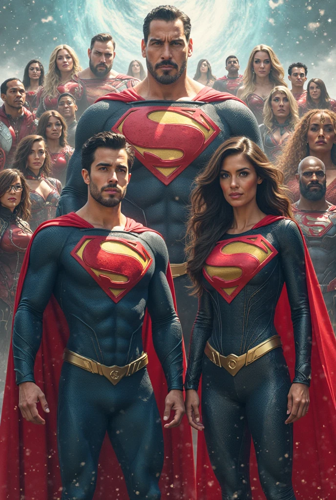 Superheroes smiling at people around them in awe