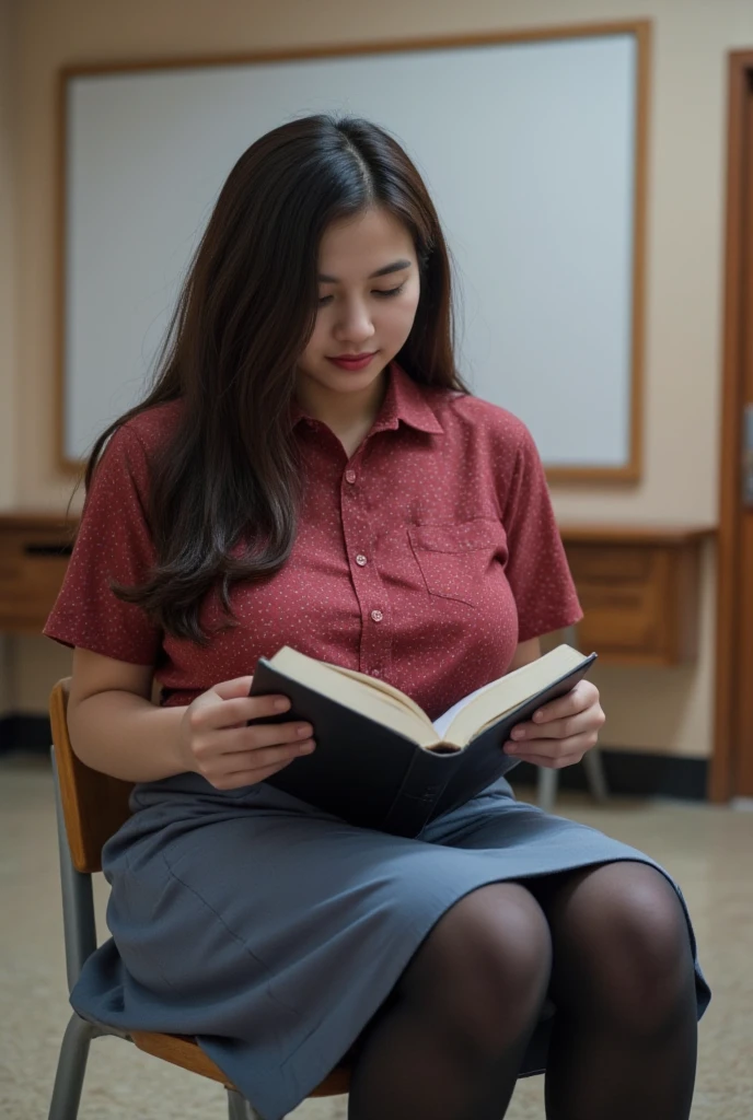 Bunny girl:1.5,Wearing black tights:1.5,Wearing black high heels,The best smile:1.5,Slim figure:1.5、Holding a book in both hands:1.5,