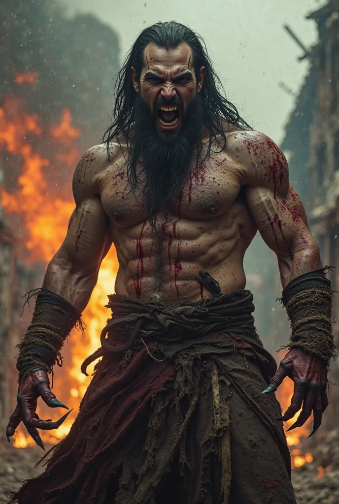 Tribo guerreira masculina asiatica, god of fire and is the first to appear loud as a god, cabelo longo branco, folha de design de personagem, Diferentes poses, different angles