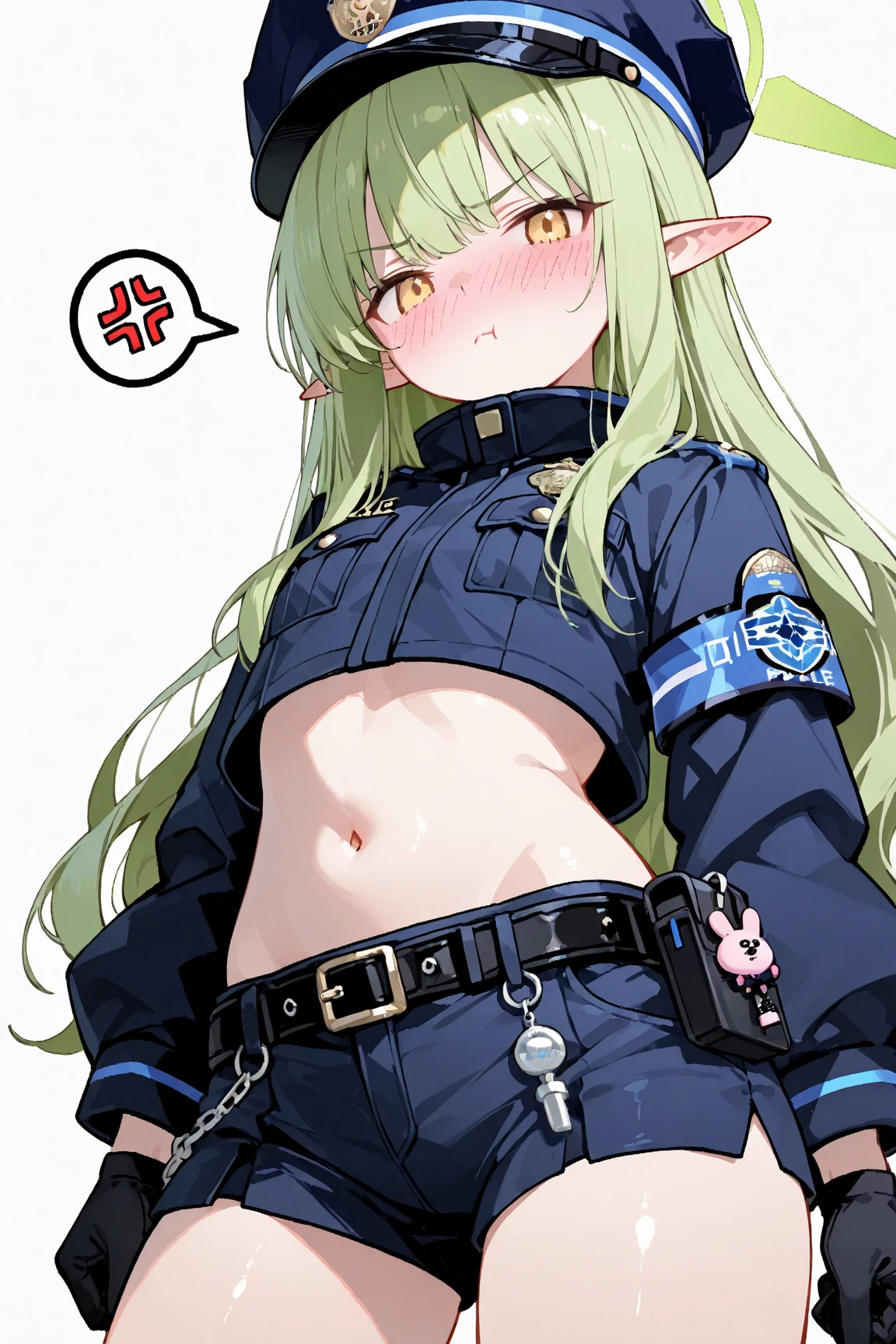 NSFW,1girl,Anime girl with white hair and bunny ears, Red eyes, Shy blush,Angry expression,,Nuns,skirt lift,Special forces equipment,army vest,Modest chest,full Art,Character portrait,White small panties(Rabbit logo), pussy juice,Gun in hand