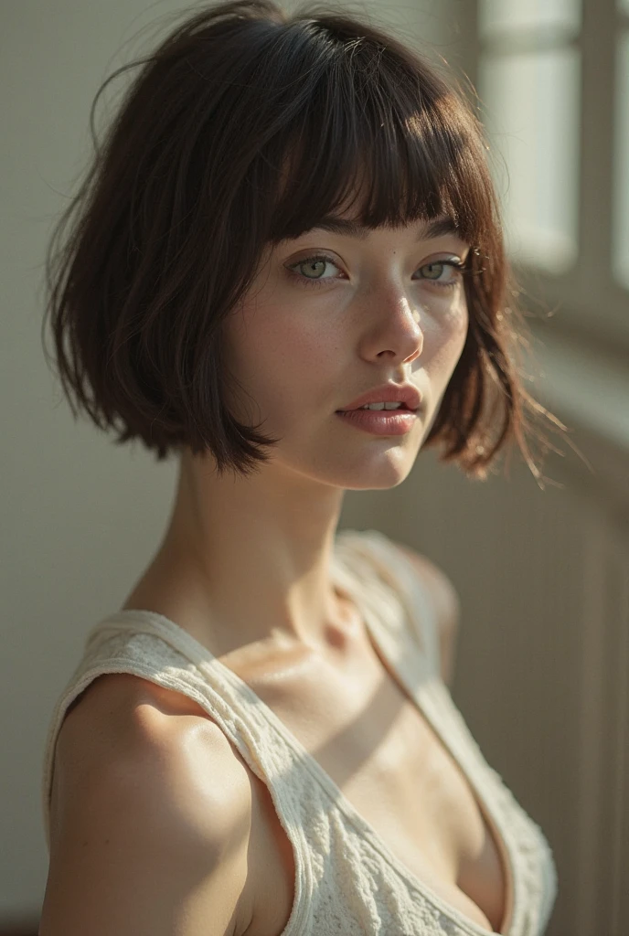 White women、Hair style: Branded bob、Skin is visible、Beautiful from head to toe
