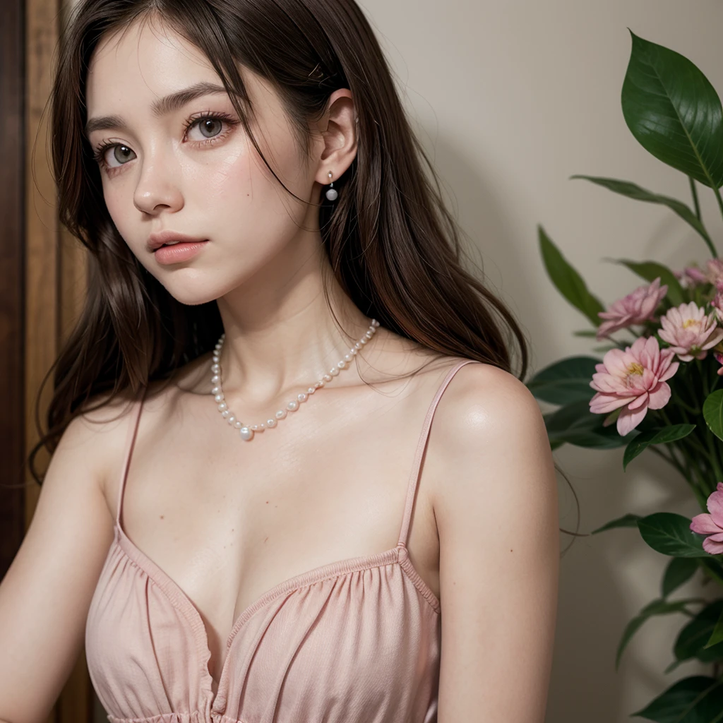 ((of the highest quality, 8K, masutepiece: 1.3)), Women (Full body portrait, front, multicolored frill offshoulder dress, Big breasts, cleavage, In the Magic Mirror), Overhead camera, Sharp Focus: 1.2, prety woman: 1.4, ((girlish Hairstyle)), Highly detailed face and skin and hair texture, Detailed eyes, Double eyelids, White skin, beautiful delicate nose, Cute young Japan woman, 20 years old, while emphasizing the theme、pleasing to the eye、tome'thought-provoking composition., Eyes, Mouth and behavior, The contrast between light and shadow creates a unique sense of sadness...、Dynamic angle background blur