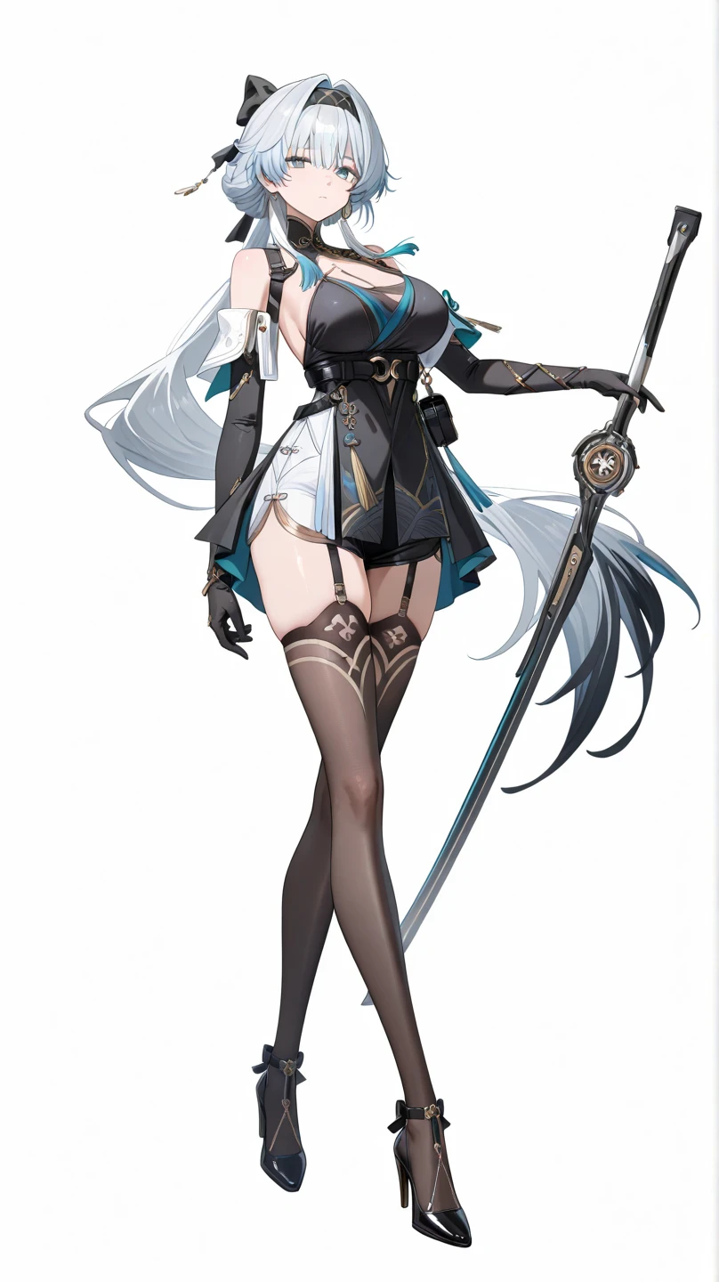 a close up of a person with a sword and a dress, Neil 2 B, 2b Deny automata, nier, nier automata concept art, Nier Automata concept Artyle, nier autoamata, nier inspired, pale black armor, nier:automata inspired, nier : automata inspired, Fine details. Girl front, lineage 2 revolution style