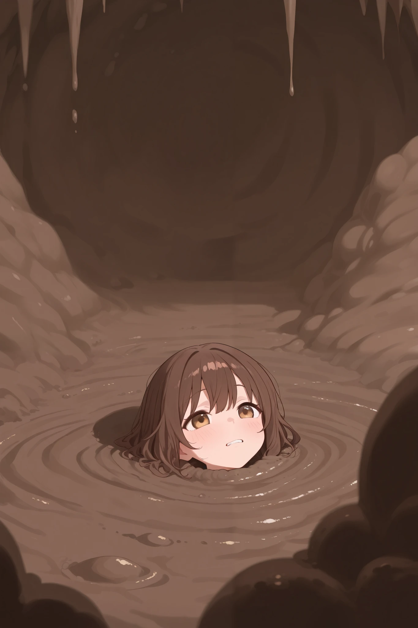 Girl swallowed by quicksand There is no bottom of the head