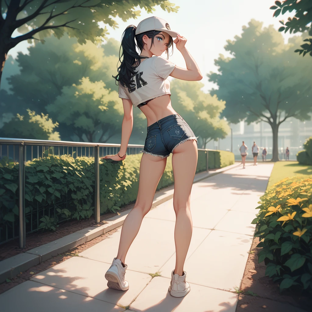 Arad women in white shirts and pink skirts squat on the road, wearing tight simple clothes, smooth white tight clothes suit, photo of slim girl model, photo of slim girl, fit dainty figure, Good hips and long legs, tight costume, xintong chen, Sporty, cute sportswear, xision wu, 2 4 year old female model