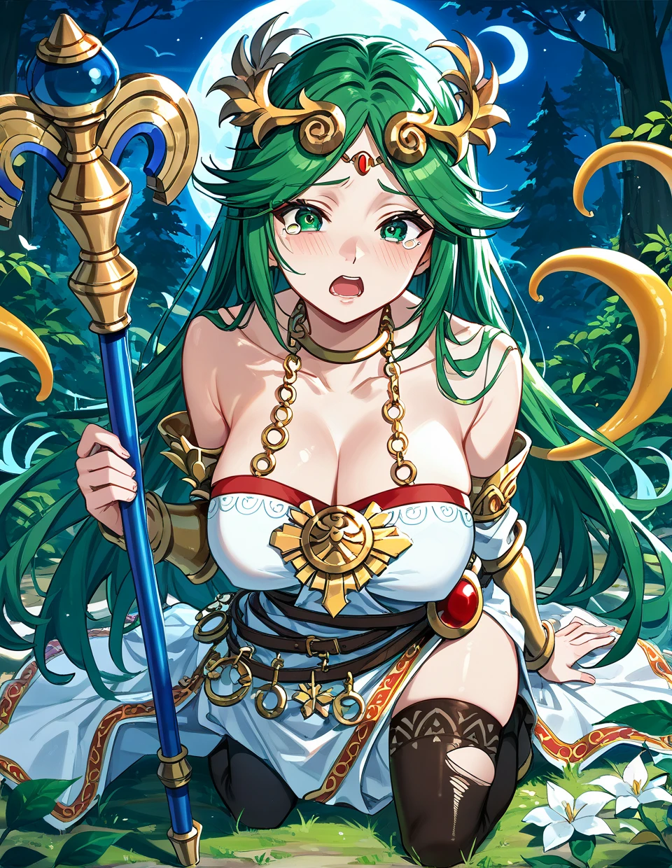 Notre, gros seins, arc, arrow, Grand sourire, yeux vert, décolleté, cartoon
