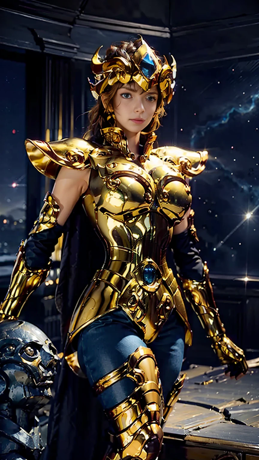 Saint Seiya,Gold Armor,Movie Light,Realistic,highly detailed,bright, universe, nebula, detailed, Ultra-realistic, Beautiful backgrounds are trending, bright background, Attention to detail,8k --niji 5 --style expressive --s 400