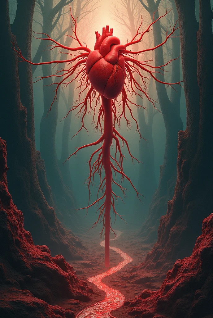 red bloody veins growing and intertwining out of the darkness, oozing thick red blood, veins growing and pumping blood, vascular networks growing, connecting, explanding