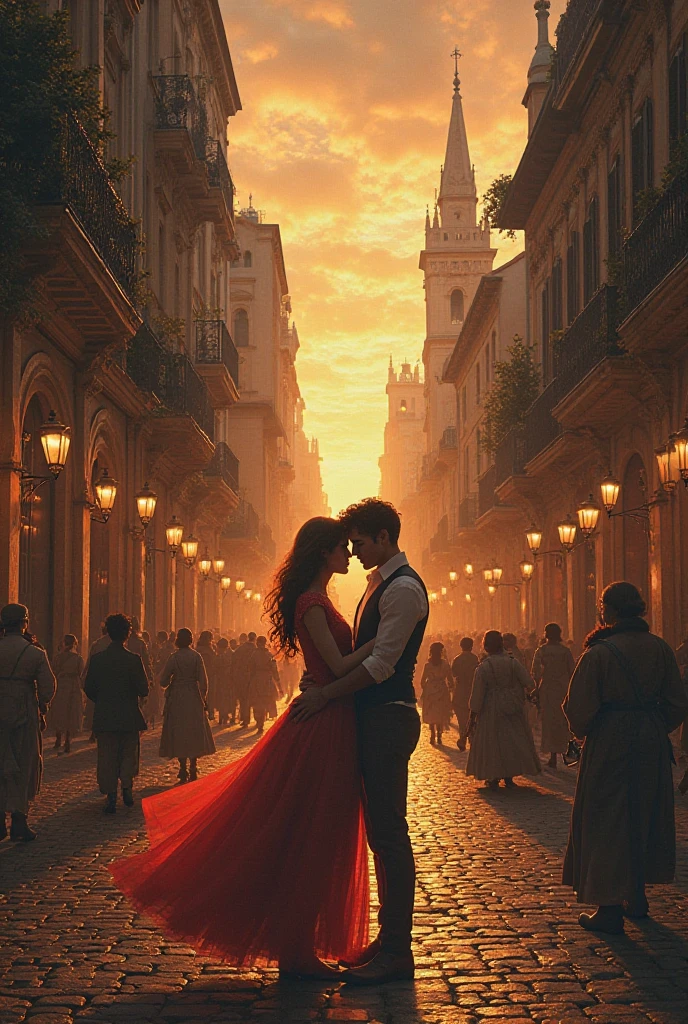 49 a.C Rome in chaos; couples kissing in the streets; burning houses