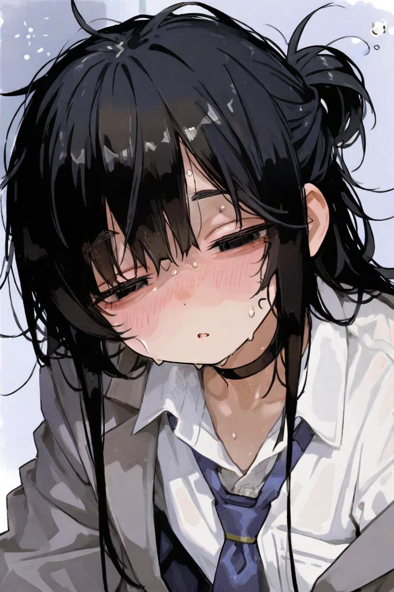 masterpiece,best quality, superior_Mikoto,alone, brown eyes, short_hair, small_chest, Student uniforms, tokiwadai_School_uniform, white shirt, sweater vest, gray mini skirt, , white loose socks, Sweat,toilet、Ahegao、激しいAhegao、your face when you climax、発情してSweatをかく、blush、runny nose and tears、get down on all fours、It's painful and I grit my teeth、grin、bite your lower lip a lot、His face distorts with intense pleasure.、Nose hook