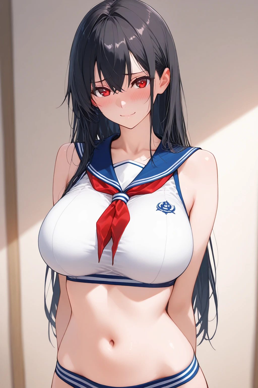 A woman with big ，Lovely daughter，Loli，Bow，clavicle，(Fully transparent sailor suit:1.2)，weak，Sexy，Color，lactation，Showing belly，blush，Bright Light，ahegao，Sitting on the living room carpet，Show the chest，