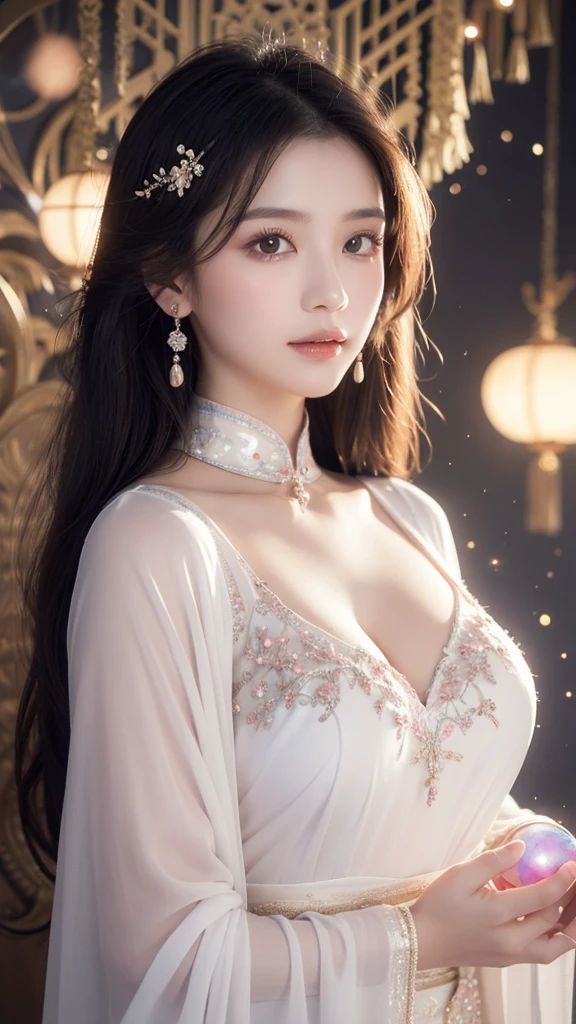 1girl, (beauty breast), (upper body), ((very transparent) Hanfu), (erotic_pose), indoor bedroom castle (blur background), (masterpiece),leejieun, (aphrodite goddess), pretty young face (Russian) (Asian), adept art, very best quality detailed face:1.5, (8k HD graphic, (soft and chill light), best quality detailed ultra highres:1.2 dynamic lighting, artstation, winner photography, volumemetricslighting),