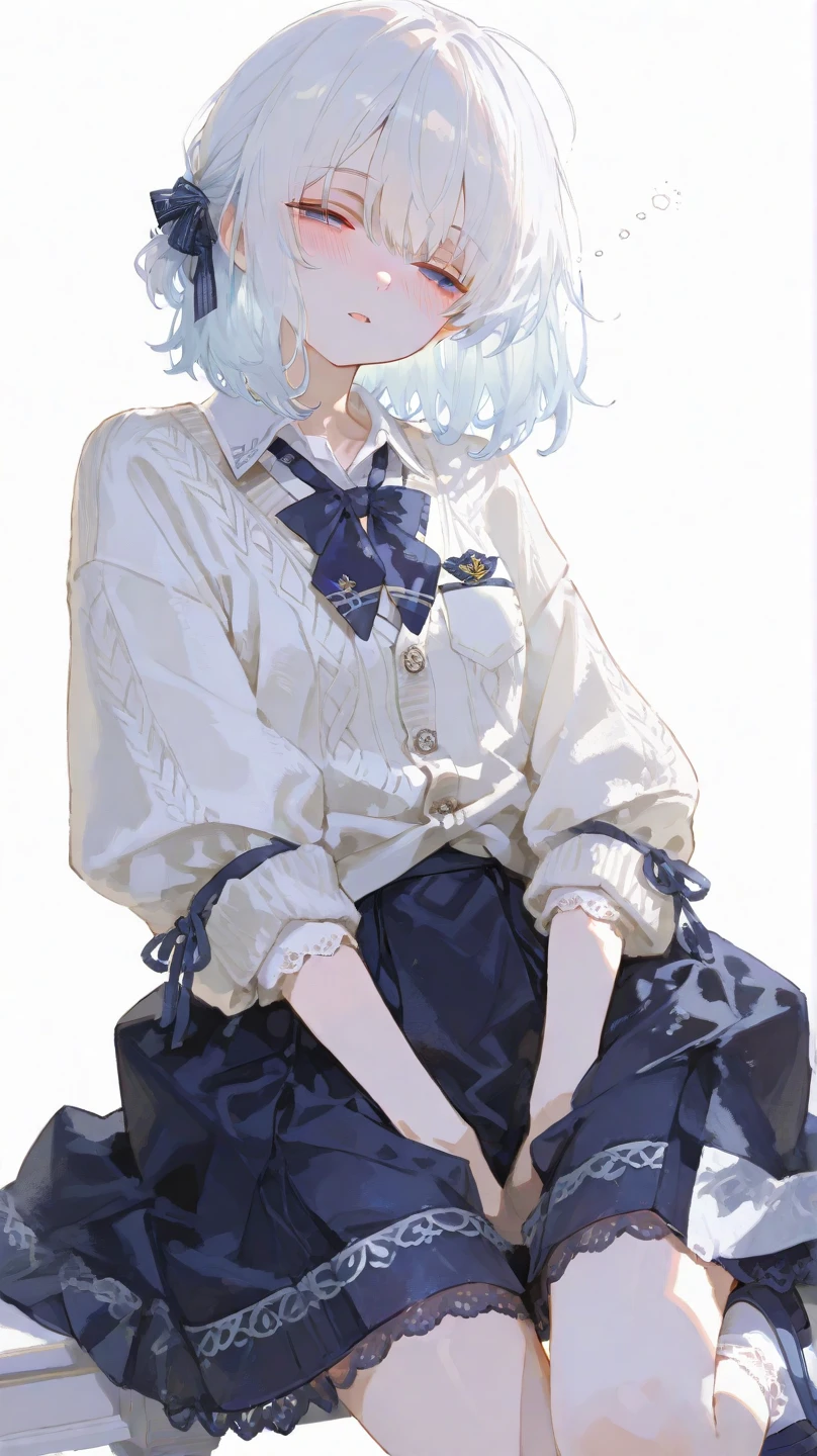 1girl in、A smile、A delightful! The shirt、skirt by the、(small tits)Cat's ears、s asleep、Sleeping in large letters、