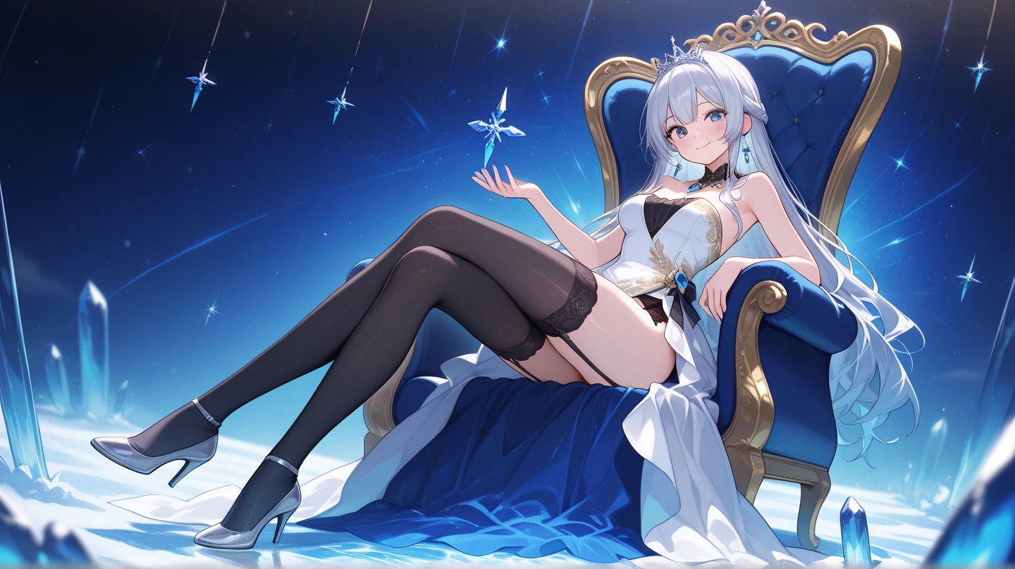 long white hair, red pupils, White strappy over-the-knee boots, White long gloves, White elbow length gloves, White high heel over the knee boots, White over-the-knee boots, belt, leg rings, (), , white dress, Anime characters standing in front of the window,long white hair and white wings, White-haired God, Trends in ArtStation Pixiv , Highly detailed official artwork, Starting from the night of the ark, Kusart Krenz Women in Critical Art, Detailed key animation art, Digital art on pixiv, 《Genshin Impact》Keqing in, Azure Lane Style, from《Azure Lane》Electronic games