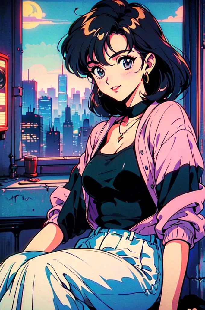 (80's, retro, city pop:1.5), (album cover), (masterpiece, best quality), (anime, illustration), (pastel colors:1.4),
best photo pose, dynamic angle,red hair,and has a cool impression,
girl, solo, smile, perfect detail eyes, delicate face,
City Scenes, night city, tokyo, high fashion, tying hair, sea, swimwear,