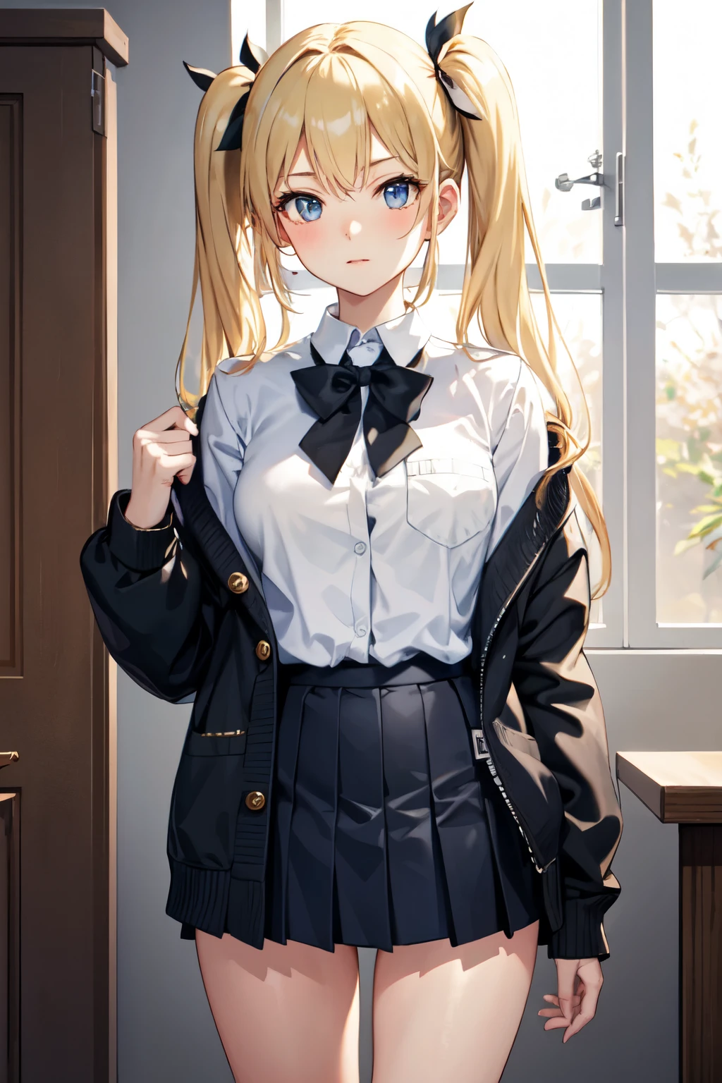 ((highest quality、High resolution、masterpiece))、Blonde、Cosplayer Beautiful Girl、skirt、Embarrassed face、((She shows her panties))、I&#39;m tempting you