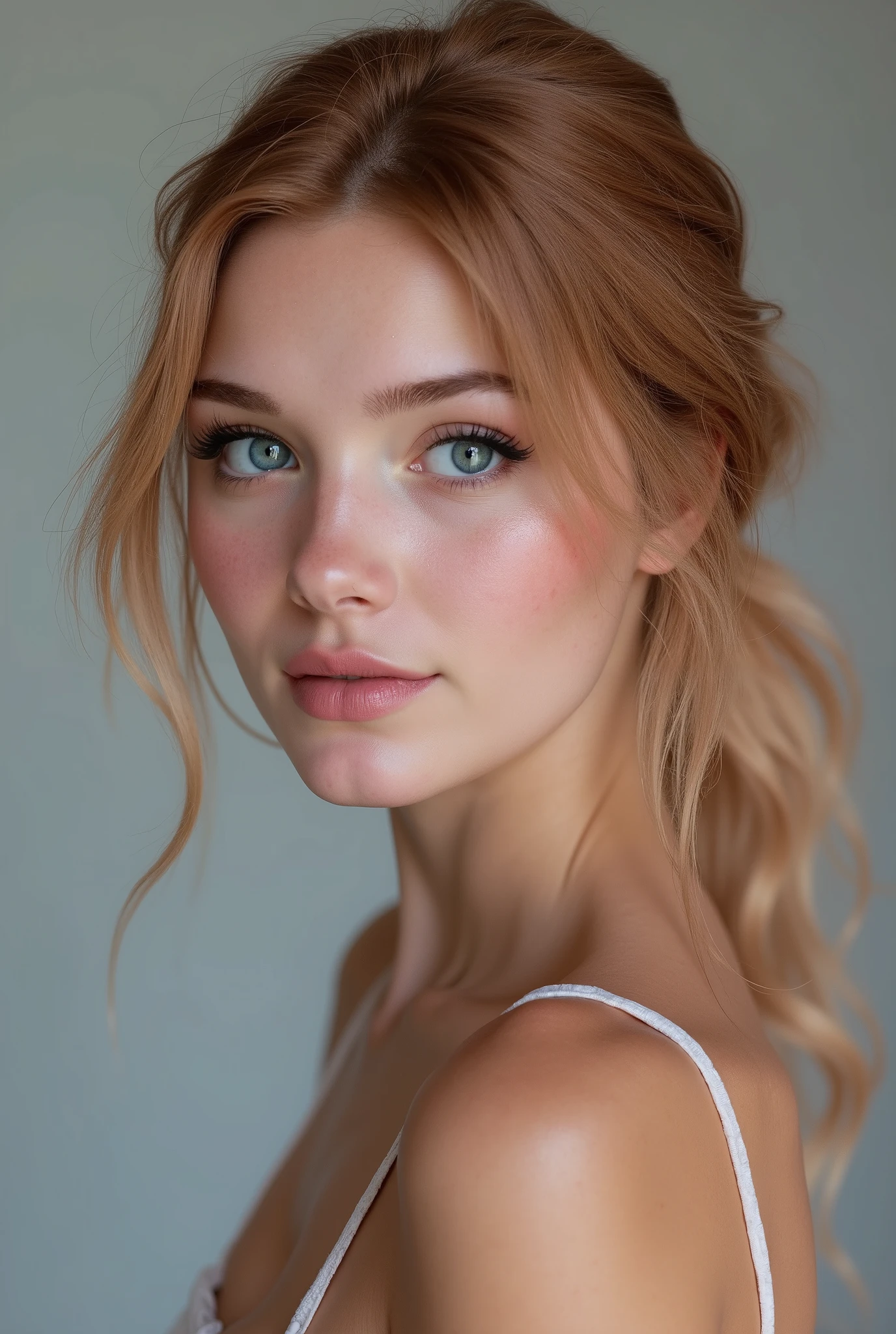 Portrait of a blond 28-year-old German woman