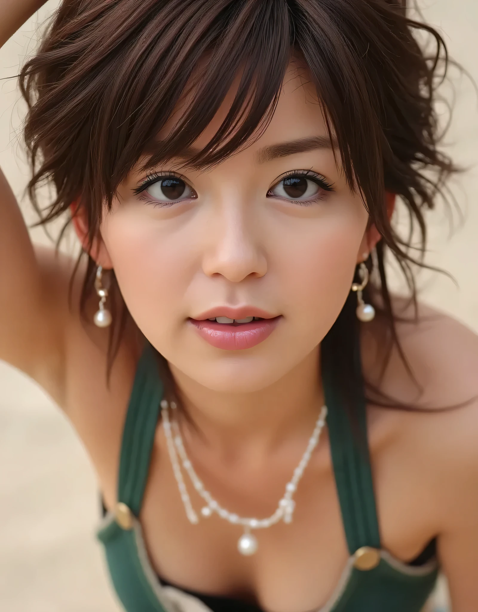 masterpiece, cinematic lighting, ultra high definition, accurate, Super Detail, high detail, high quality, Award-winning, Highestの品質, Highest, 16k wallpaper, Super Detailな顔, Super Precise Eyes, super perfect lips , (((Semi-long hair with dark brown hair color))) ultra detail hair, Realistic Textured Skin, PERFECT ANATOMY, perfect fingers, (((backstage environment , Top Angle))) Posing in a downtown area, ((distressed micro denim shorts and ivy green bikini top:1.5)) , female Cyberpunk Anime Girls, damage micro denim shorts and triangle bikini costume, Cyberpunk 20. Model Girl, Cyberpunk Anime Girls, exposed chest damage micro denim shorts and triangle bikini, Cyborg- Girl , cyberpunk angry gorgeous goddess, Ghost in the Shell style, cyberpunk femme fatale, The story behind the city is Cyberpunk