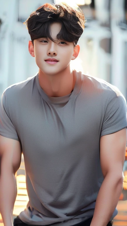 male handsome 20-year-old handsome shirt guy，looking to the camera，frontage，high qulity，tmasterpiece，8K.4K,1080P，Light-sensitive, ยิ้ม, ,มุมกว้าง