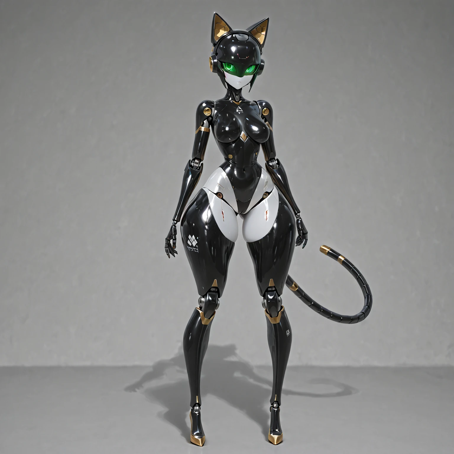 (high quality), reality的な, reality的, (alone),
cat headを持つ神, cat head、The face is a cat、(excellent anatomy), (A masterpiece of good proportions, in the center, Chubby-chan、thick body、reality、professional photos、genuine、female body、tight suit、full body suit、tight long pants、gloves、Do not show bare skin、tail、thick body, big 、 big ass、big belly、thick thighs、full body portrait、high heels、full body portrait、stand on tiptoe、facing forward、model's stance、standing with legs apart、simple background、