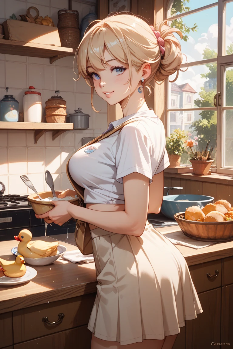 small breasts, nsfw, masterpiece, 1 girl, erect nipples, intricately detailed, topless, pubs, table, crowd, navel, bare shoulders, necklace, pretzel, tavern, inn, pub, crowd, maid skirt, waist apron, blonde hair, smiling, extremely detailed, photorealistic, octane render, 8 k, unreal engine., bare breasts, nipples, aqua eyes, carrying bread tray, bare stomach, sweaty, people on background, oktoberfest, smiling, open mouth, moist breath, head scarf, child, drindl, one ear exposed