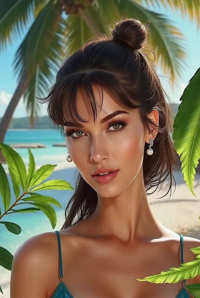 there is a woman that is sitting under a umbrella, with hat, wearing sunglasses and a hat, wearing a chocker and cute hat, profile image, wearing sunglasses and a cap, wearing a travel hat, 30-year-old woman from cuba, 30 years old woman, 3 0 years old woman, wears a destroyed hat, 3 2 years old, ((best quality)), ((masterpiece)), ((realistic)), Medusa, full body, the hair is composed of countless small snakes, green eyes, female face, metal carved top, royal aura, trend on artstation , sharp focus, studio photo, intricate detail, very detailed, detailed eye, illustration, very detailed, sharp focus, digital render, professional, 4k