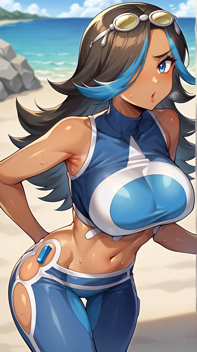 Naked, massive , exposed breasts, bouncing tits, Fit, muscle woman, toned body, knight armor, opened shirt, showing big , exposed breasts, visible nipples, naked korra, pussy, full body image