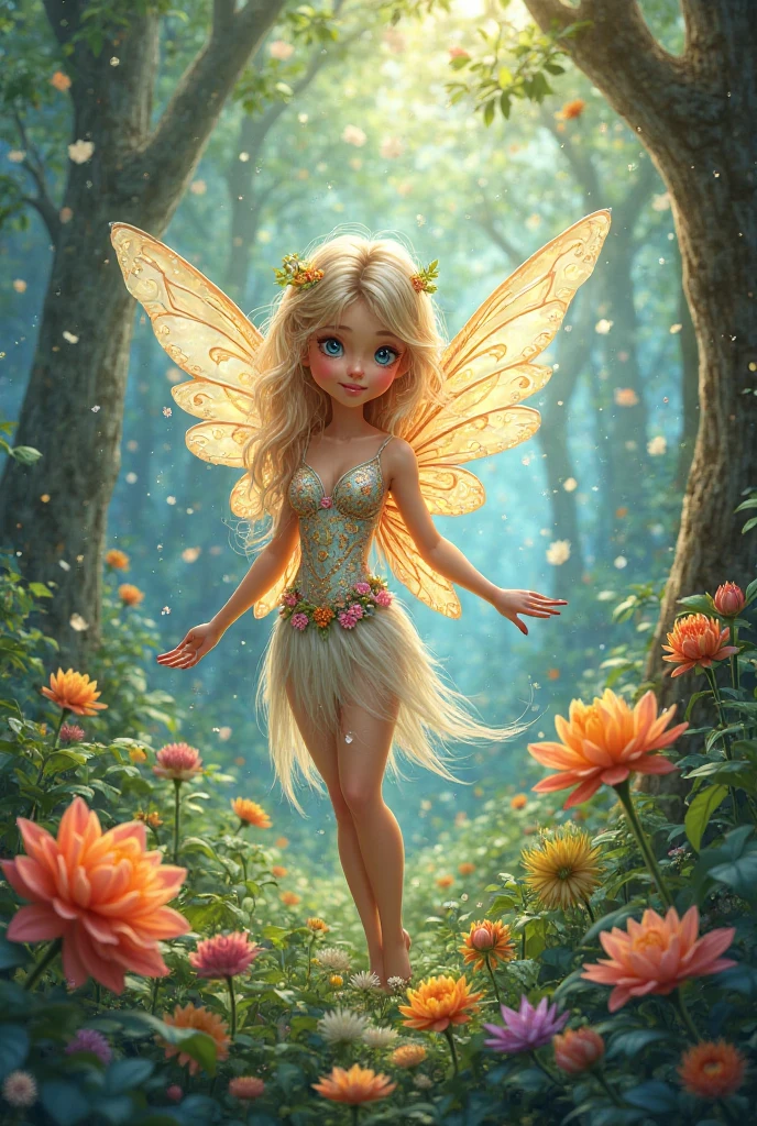 um close de uma faerie com uma coroa de flores em uma floresta, retrato de uma faerie, retrato de faerie, linda faerie, faerie da floresta, cute detailed digital art, fantasy art style, rainha faerie da floresta de verão, detailed fantasy digital art, retrato de faerie princess, beautiful fantasy art, estética das faeries, sorrindo como uma rainha das faeries, faerie