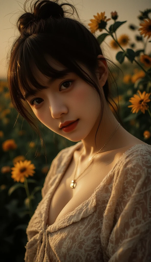 ((Exposing breasts 1.6))),(((Exposing breasts 1.6))),(((Exposing breasts 1.6))),masterpiece, Highest quality, 8k, Absurd, Beautiful medium long bob hair,Woman in her late 20s, That shy expression is cute, (Sensual Style),((Seven episodes were filmed................1.4)), (Nude 1.5), No makeup, The near road and the far road, Written boundary depth, Surreal, High resolution, photograph, Sharp focus, Face lamp, Dynamic Lighting, highest detailed, ,Extreme detaileds、Super detaileded、detailed、Real Skin、elegant features、Positive and optimistic、(The background is a colorful flower field)
