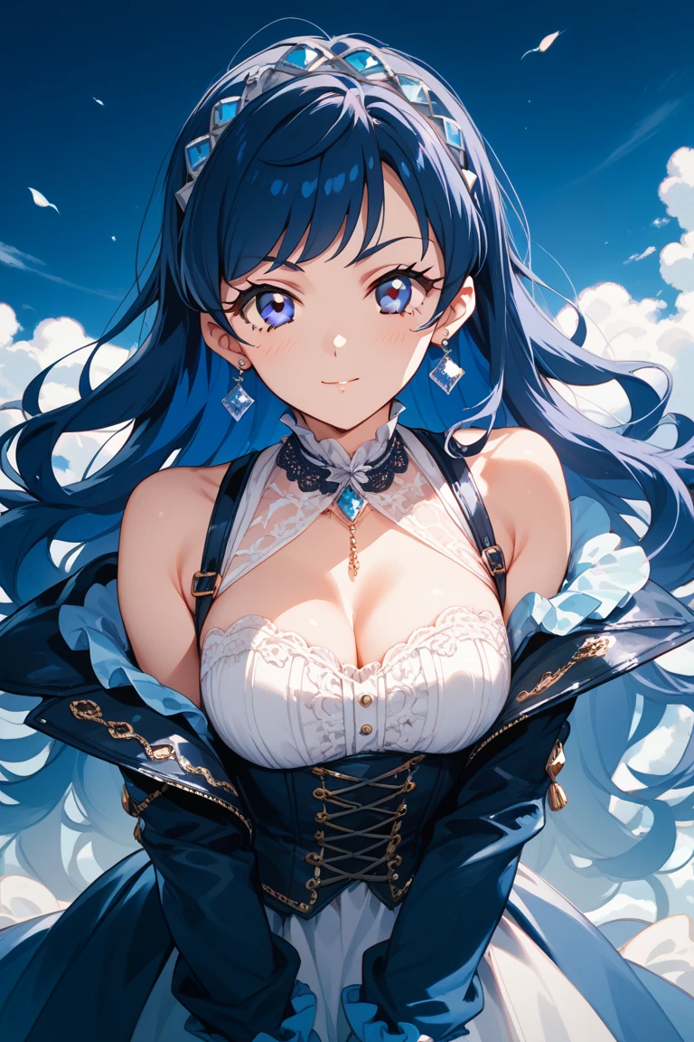 a young woman with beautiful blue eyes, long wavy black hair with bangs, wearing casual clothing, a calico cat resting on her shoulder, highly detailed, photorealistic, 8k, award-winning quality, masterpiece, dramatic lighting, hyper-realistic, cinematic composition, vibrant colors, beautiful detailed eyes, beautiful detailed lips, extremely detailed face and portrait, intricate details, natural, serene, peaceful, calm atmosphere