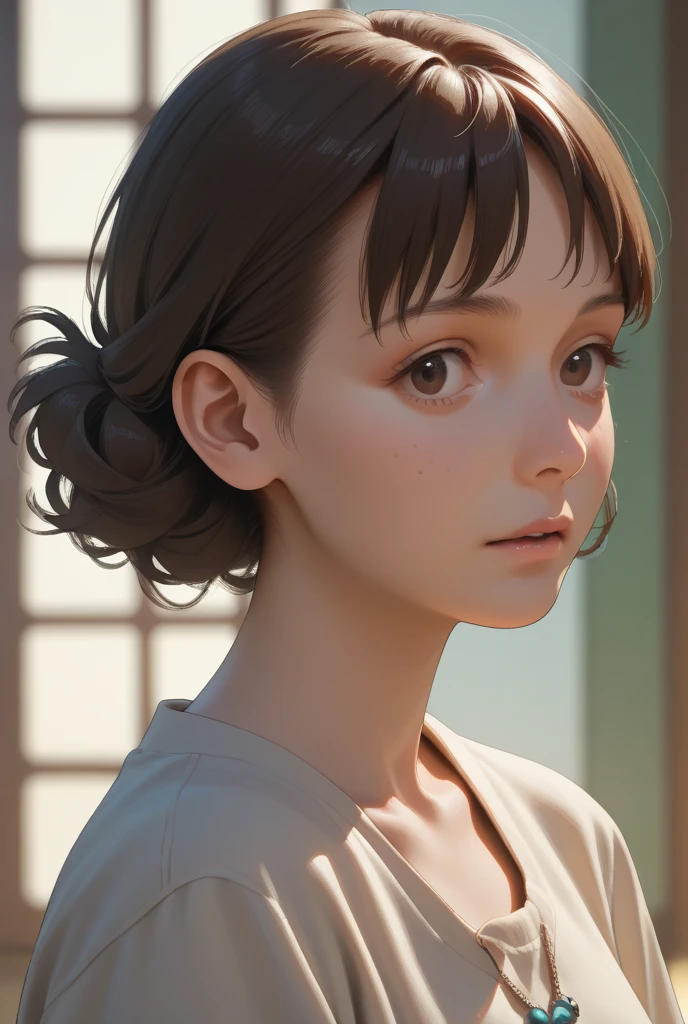 (anime artwork, anime style, key visual, vibrant, studio anime, highly detailed:1.3) (high angle, closeup on face:1.2) <lora:SavannahRaeDemers_v1:.9> SavannahRaeDemers, from behind,4:: she is wearing tabi, her hair is styled as side bun, BREAK she is (in the living room:1.1), direct flash photography, Voigtlnder Nokton 50mm f1.1 ,Ektar 100 ,color filter, in the style of Lotte Reiniger