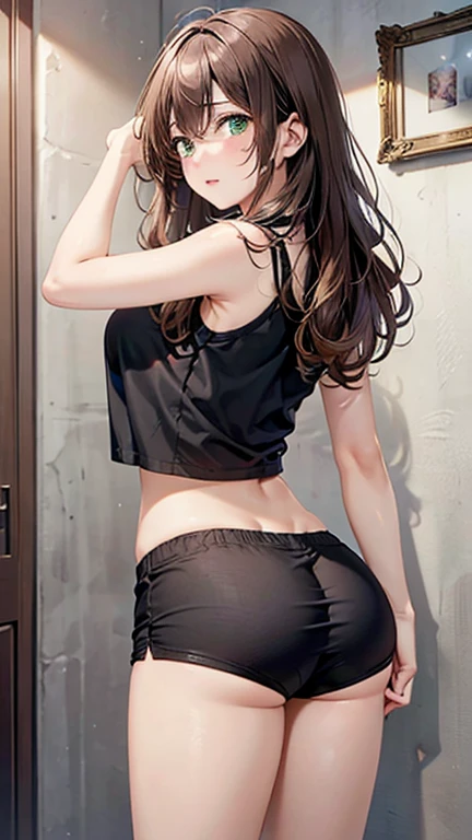 a long-haired girl in a black skirt and white shirt, frowning with embarrassment, her purple panties and ass showing, (best quality,4k,8k,highres,masterpiece:1.2),ultra-detailed,(realistic,photorealistic,photo-realistic:1.37),intricate details,cinematic lighting,dramatic lighting,dramatic shadows,dramatic pose,highly detailed face, beautiful detailed eyes,beautiful detailed lips,extremely detailed eyes and face,longeyelashes