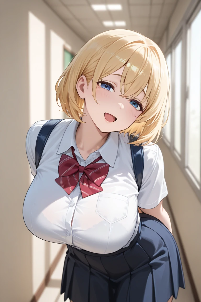 (Masterpiece、Highest quality、Very detailed、4K)、One Woman、high school student、Super short skirt、Panties、smile、Sweaty