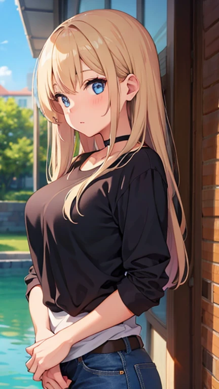 1girl, blonde_hair, blue_eyes, blue_sky, blush, breasts, bush, cloud, cloudy_sky, day, frown, hair_ornament, hair_scrunchie, long_hair, long_sleeves, looking_at_viewer, medium_breasts, outdoors, scrunchie, shirt, sky, solo, tree, twintails, upper_body, window
anime, hdr, soft light, ((best quality)), ((masterpiece)), (detailed),
<lora:AiriAkizukiV1:0.7>