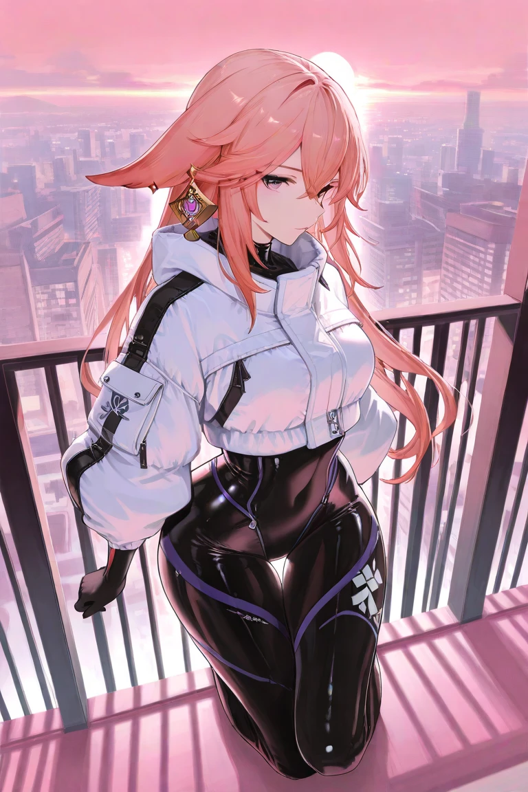 20th Generation woman clear beautiful beautiful Stylish Long Hair tight City