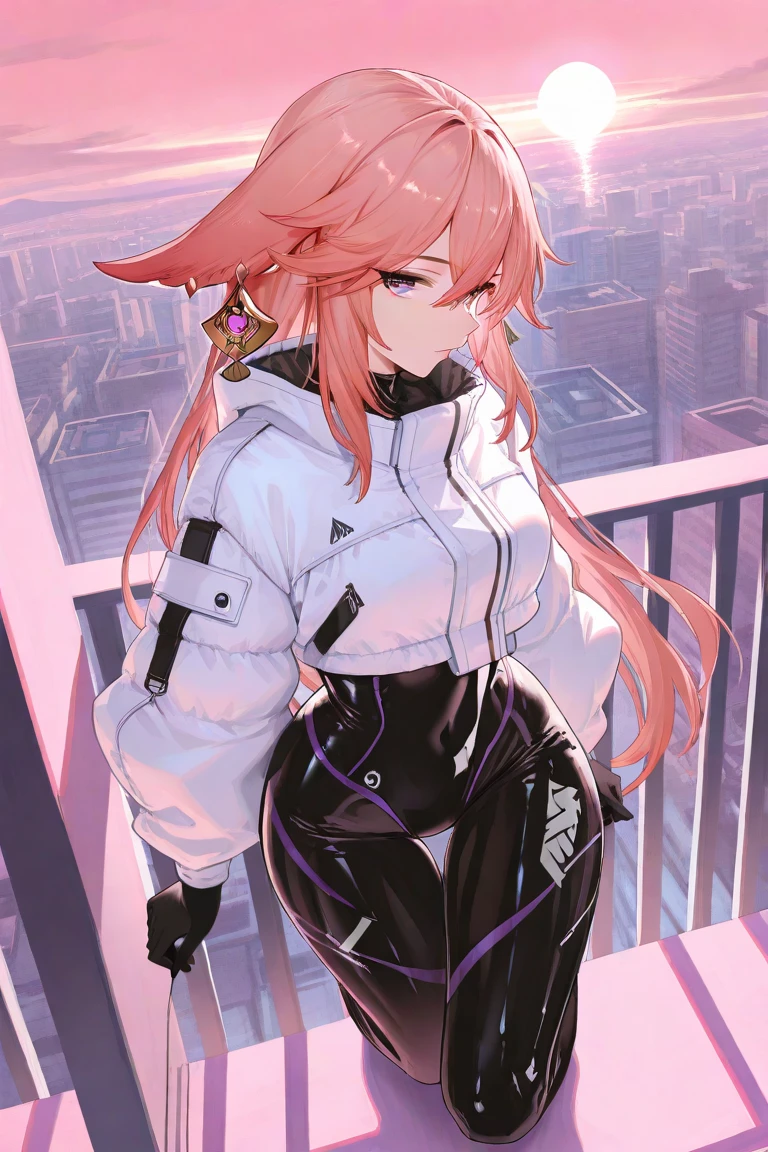 Cyberpunk girl wearing a coat,racing wear,brunette colored hair,dewey,legs open,raised his hand,raised his hands above his head,muscle tissue,裸のmuscle tissue,gel coat,fantastic world,background in the dark,muscle tissue,Pubic hair is visible,Clean design,epic instagram,art station,colorful paint splashes,contour,Extremely detailed intricate details,unreal engine,fanciful,intricate details,splash image,complementary color,fantasy concept art,8K resolution,Deviantart's masterpiece,oil paint,heavy stroke,drops of paint,(isolate on white background:1.3),rainbow skin,, ((teenage:1.5)), , ((wearing black clothes)), (\\(an indifferent look\\),, (((Dressed in modern attire))), head of red hair,nadium chest, tight suit, looking at the viewer, medium breasts, No expression, cover the navel, thigh gap