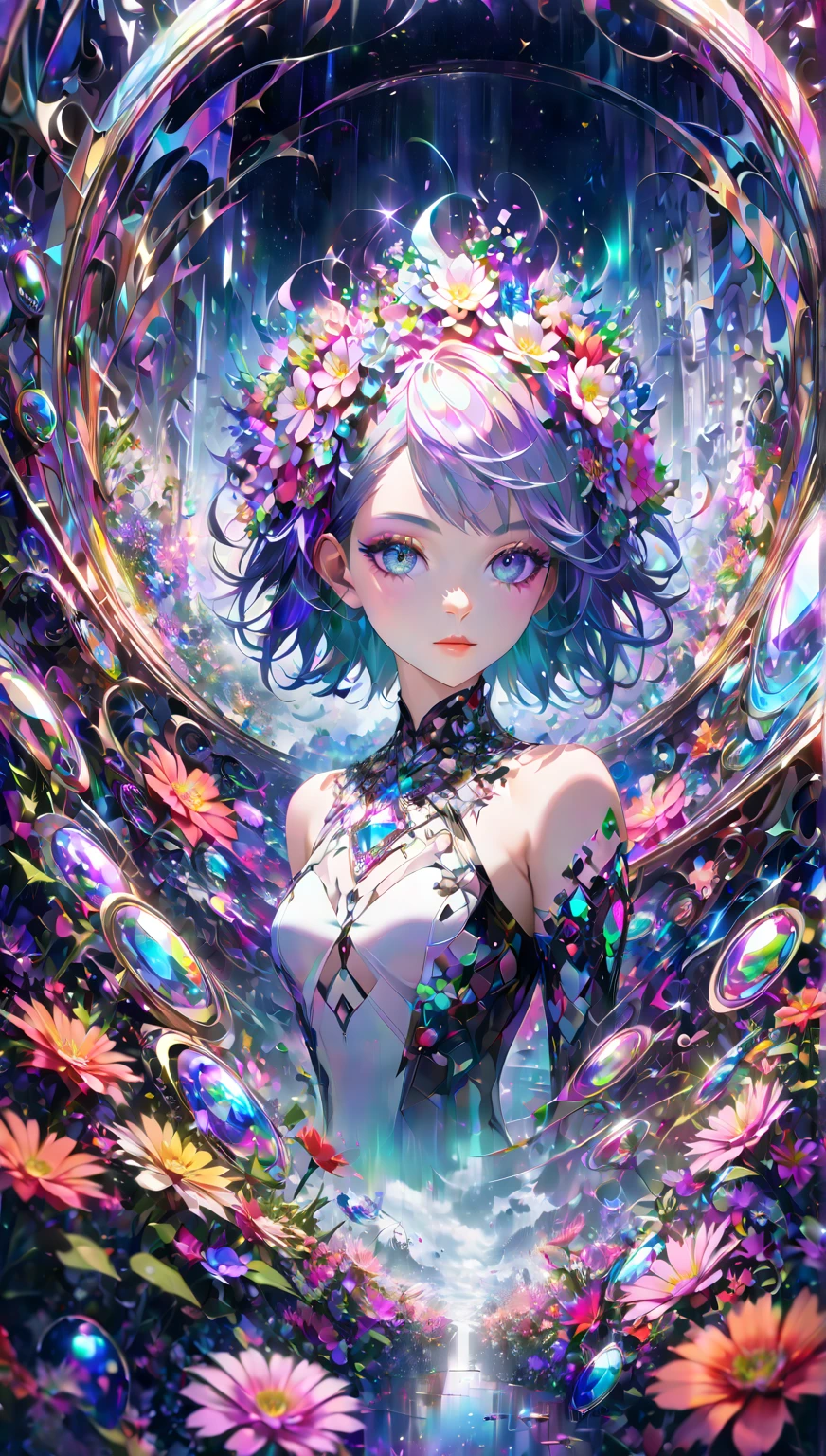 (Golden Ratio:1.2),[(white background:1.4)::10],(masterpiece), (best quality), (ultra detailed),(disheveled hair),(illustration),(1 girl:1.2),solo,brown hair,shiny hair,long straight hair,huge breasts,(Newsboy hat:1.2),(glasses:1.1)+(scholar uniform:1.3)+(fantasy feather pen:1.2),(standing on broken stone floor:1.2)+(Gothic style architecture ruins:1.3)+[(Inception:1.2)],(colorful flower sea:1.3), (chaotic geometric images:1.3),(nagative space:0.8),(drawing board:1.3), (ether colorful ink flowing:1.3)