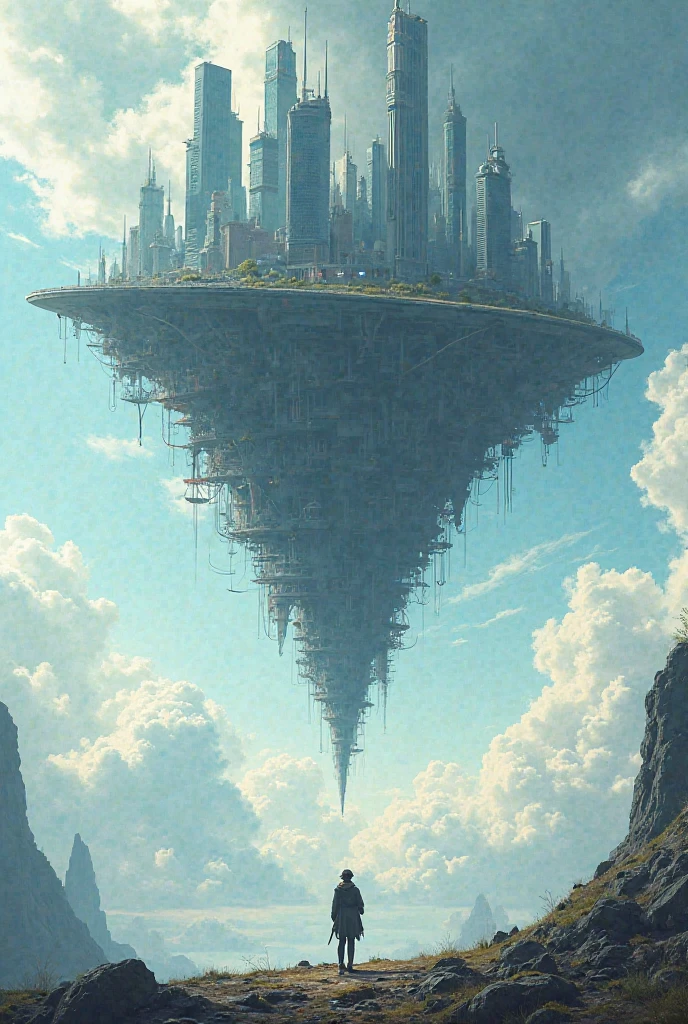 The modern city is inverted with the sky - SeaArt AI