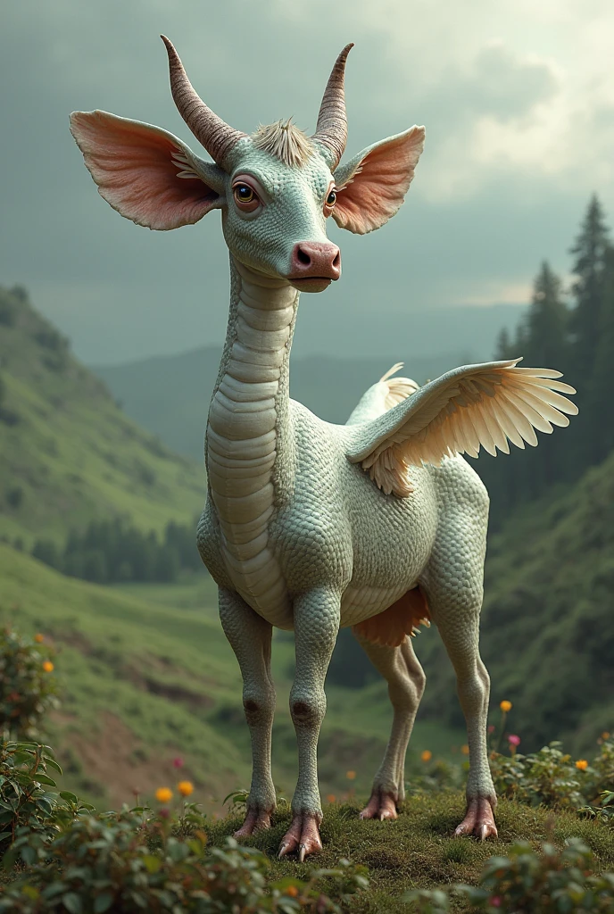 A person with horse feet, dog face and elephant ears