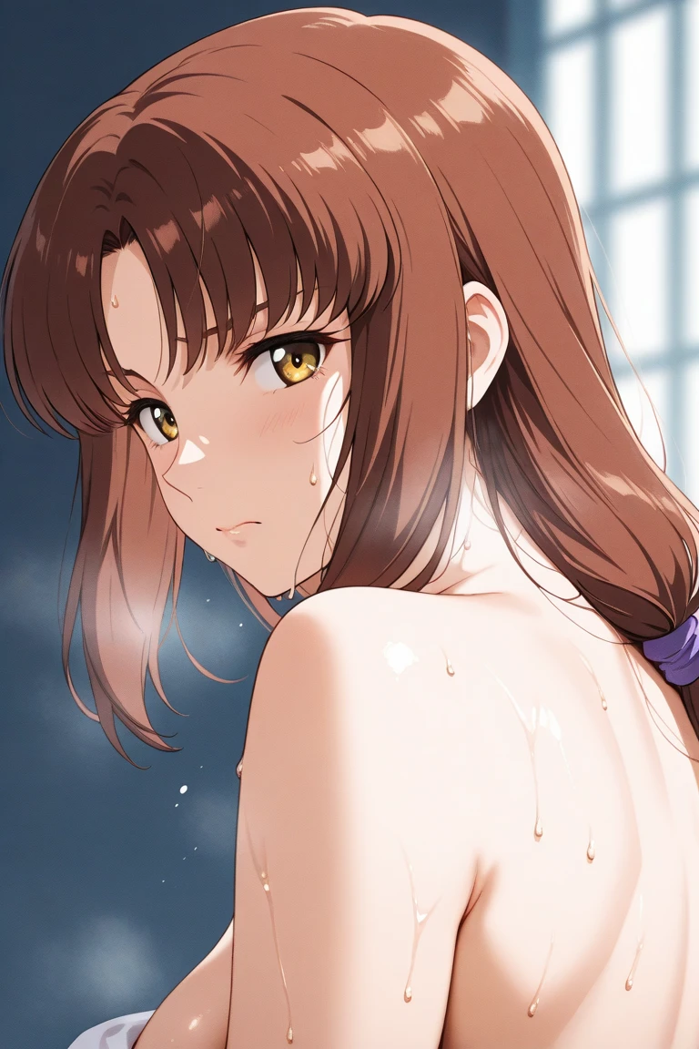 ((masterpiece, Highest quality, High resolution, uhd, Pixel perfect, Depth of written boundary, 4K, RTX, HDR)), 1 Girl, single, alone, 24-years-old, Beautiful Anime Girls, Beautiful art style, anime character, ((Parted bangs, Brown Hair)), (blue eyes、Round eyes, Delicate eyelashes、Beautiful eyelashes, Perfect Eyes), (Detailed face:1.2), (Smooth texture:0.75, Realistic texture:0.65, Realistic:1.2, Cinematic, Anime CG Style), Perfect body, waterfall:1.3、Full nudity:1.9、Light pink nipples:1.7、Moderately good breasts:1.7、Put your hands on the wall:1.8、Visible from the thighs:1.9、Wet、Water Drop、Splash、nsfw、visible from below、Stick your butt out、Look Down、Seen from behind、Leaning forward、Open your legs a little