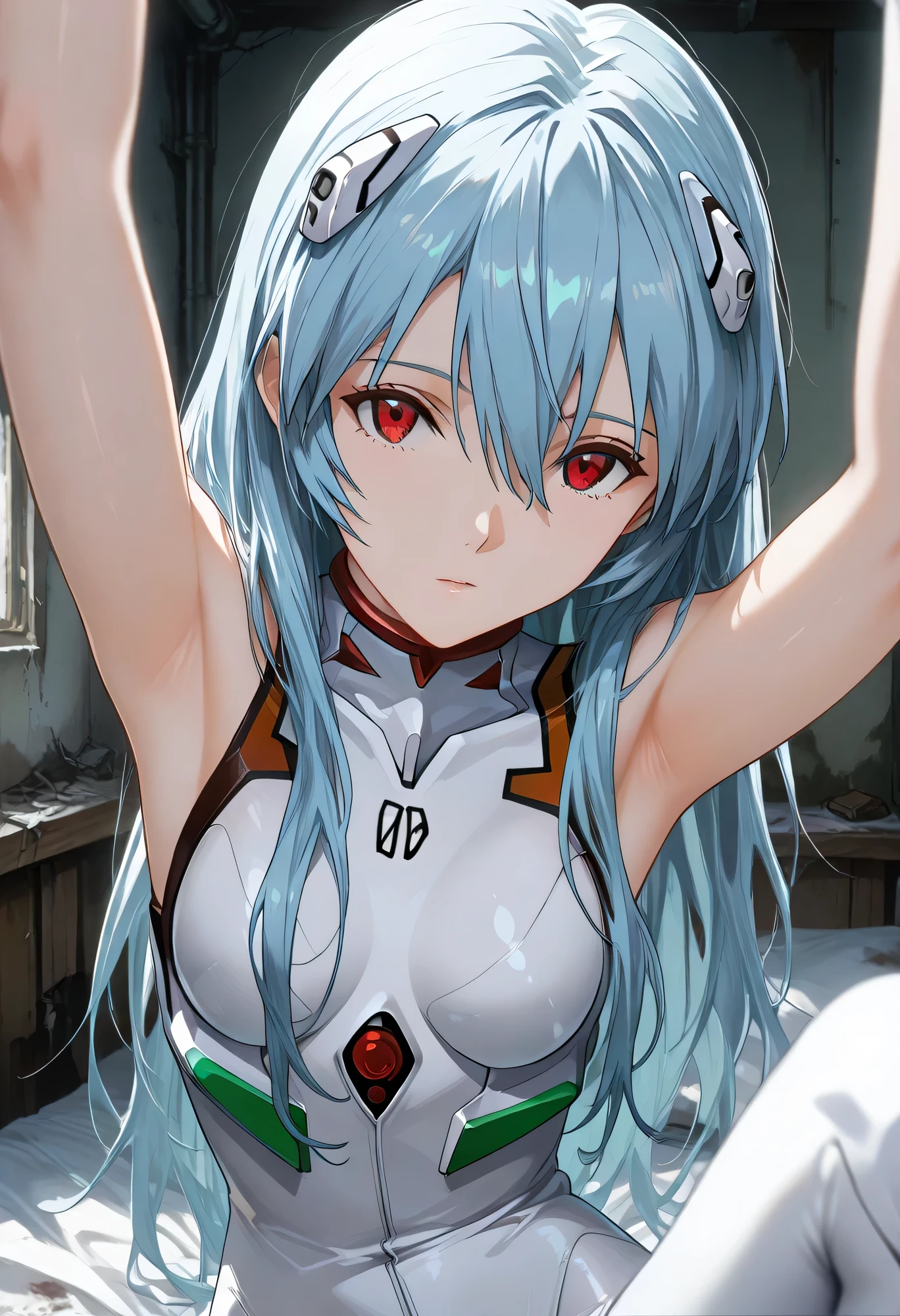 (masterpiece,detailed,highres:1.4), anime artwork (((crystals texture Hair))),((beautiful detailed glass hair)), sparkle, lens flare, 1girl, white hair, solo, thigh highs, side pony tail, black thigh highs, looking at viewer, window, small breast, flat breasts, blush, bangs, anime style, key visual, vibrant, highly detailed, red and green eyes, porcelean skin, fox ears, fox tail, fluffy tail, embarassed, looking up, wet skin, naked, crying, collar, leash, humlliation