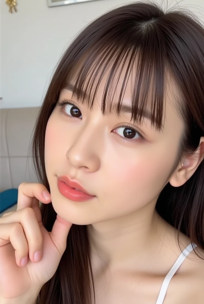 ((big laugh)), high-level image quality, 18 years old Korean girl holding a cat, (long wavy hair), ((Portrait)), ((Detailed face:1.2)), ((A detailed face Characterized by fine skin), pale skin, , (cold color), moist, reflector stay piece, (perfectly proportions)(photos realistic)(Best Quality), photographed in a Canon EOS R5, 50mm Lens, (8K), very long upper eyelashes, Very long lower eyelashes, Detailed lashes, Curled eyelashes, Natural eyes, very beautiful eyelashes
