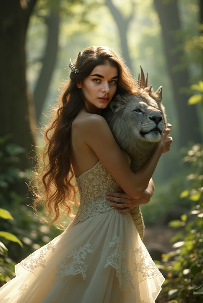 (Best quality,4K,8K,A high resolution,Masterpiece:1.2),Ultra-detailed,(Realistic,Photorealistic,photo-realistic:1.37),the mountains and the sea,Ancient legends,mythological creatures,EnchantingForest,Dazzling magic,Cute beast,Sparkling golden scales,deer antlers,the mane of a lion,Dragon whiskers,Sharp claws,sparkling big eyes