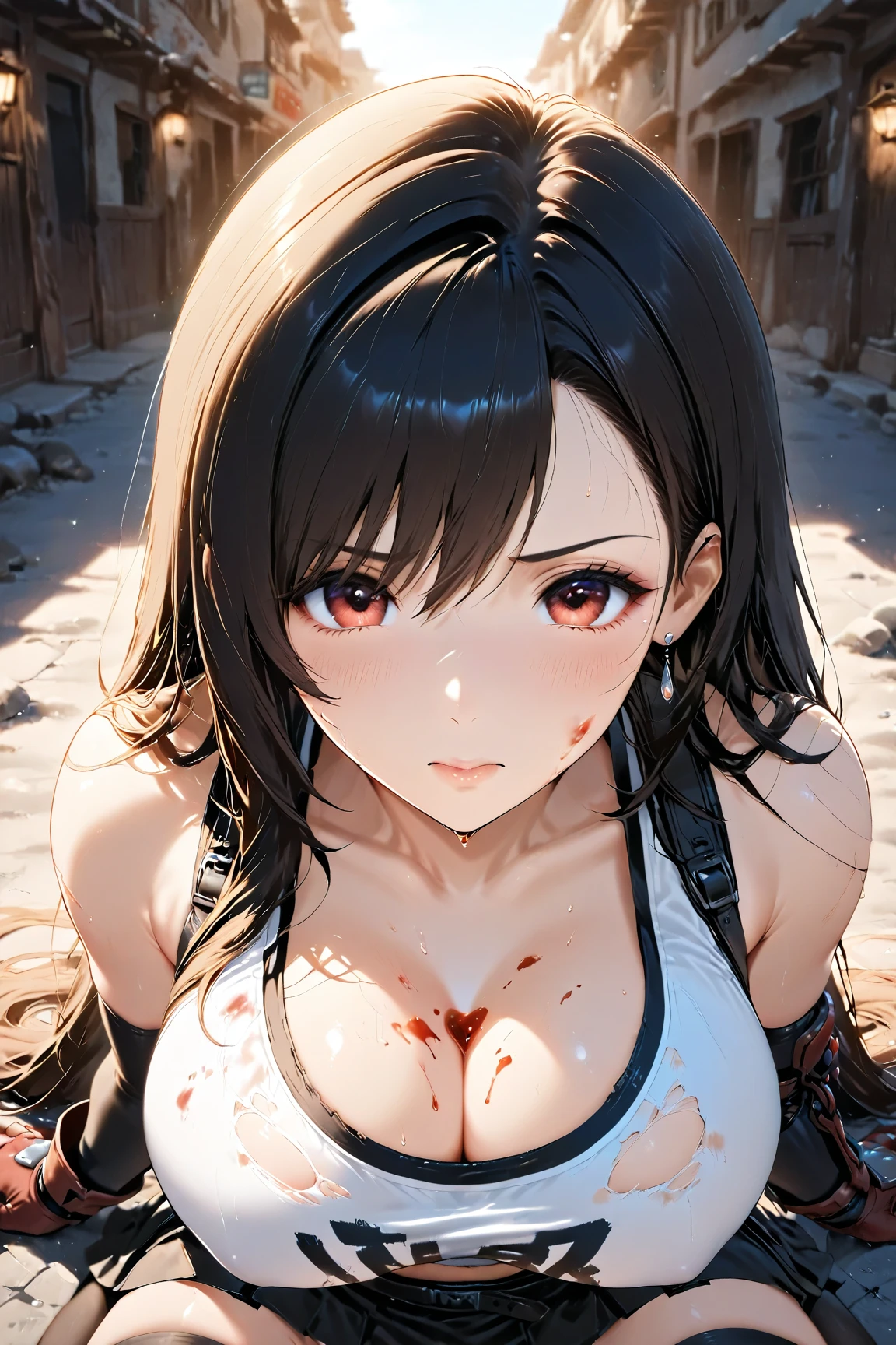 2 naked girls in the desert, excrement, Bruises, Abrasions, dirt stains, tattered rags, traces of beatings on the body, ((realistic lighting, Best quality, 8 K, masterpiece: 1.3)), clear focus: 1.2, 1 girl, ideal figure: 1.4, big breasts, Super lovely face, Perfect eyes, Double eyelids,