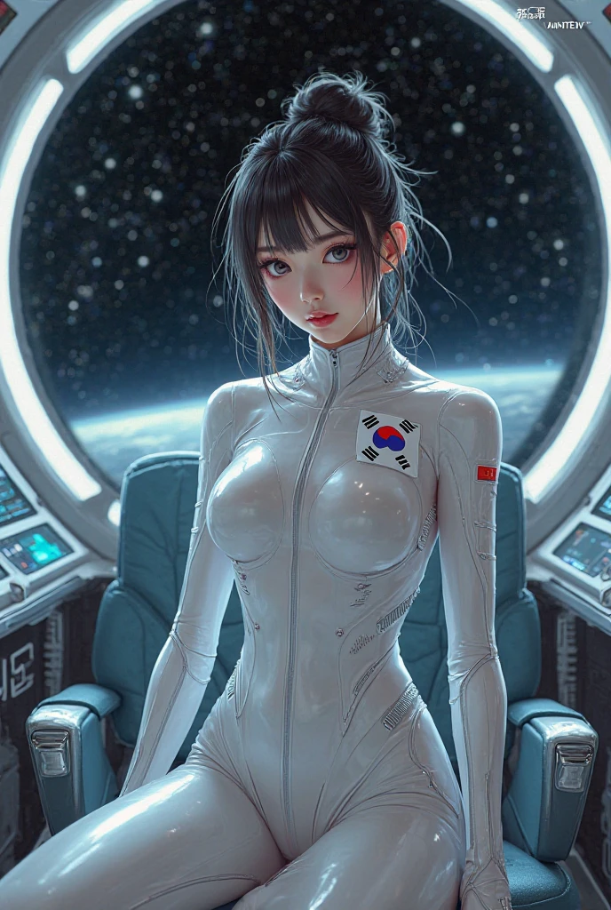 (masterpiece, top quality, best quality, 8k: 1.3) zero gravity 공간에 있다., woman in her 20s, zero gravity, zero gravity 상태, weightless